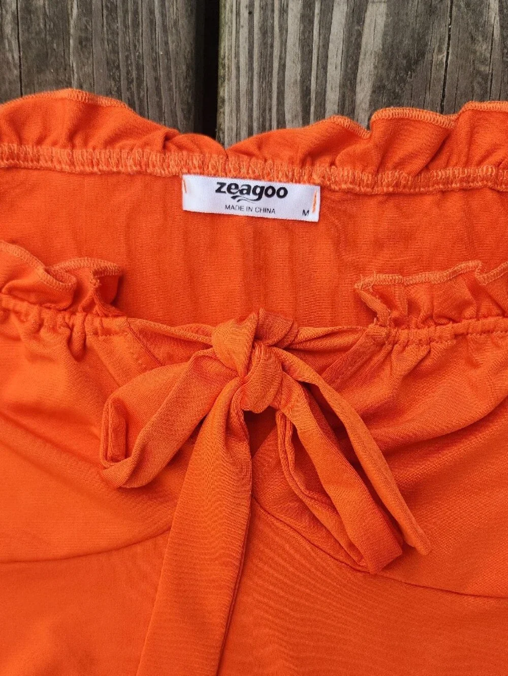 Zeagoo Orange Off-Shoulder Tie-Front Bodysuit - Picture 2 of 6